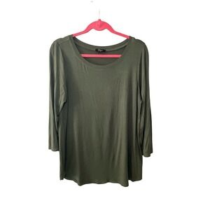 Cupid Top Women's Large Green Viscose Stretch Round‎ Neck Long Sleeve Pullover